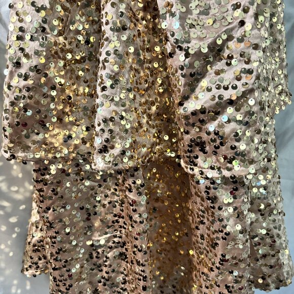 Lucy in the Sky Gold Sequin Strapless Ruffle Mini Dress – Size L - Picture 3 of 6
